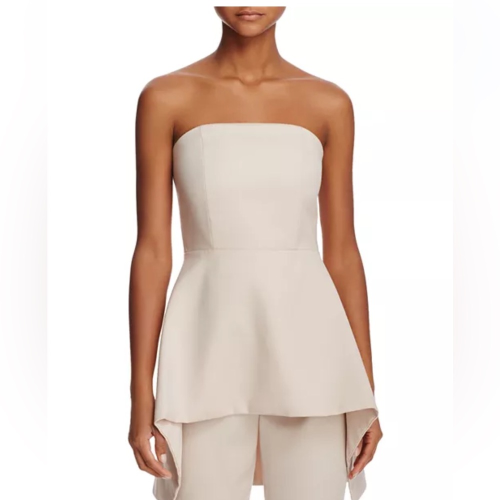 Alice + Olivia Duncan Strapless Peplum Top Off White Nude SZ 0 NWT bridal